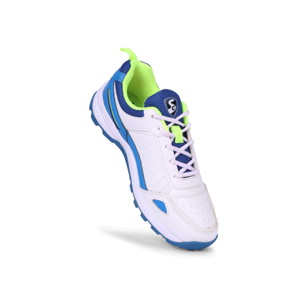SG CLUB 6.0 Cricket Shoe: Classic White with Royal Blue and Lime Accents for Style and Performance, Uk-4