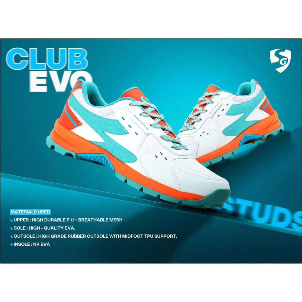 SG CLUB EVO Shoes White/Orange/Aqua, White/Orange/Aqua, 4 SG CLUB EVO Shoes White/Orange/Aqua, White/Orange/Aqua, 4
