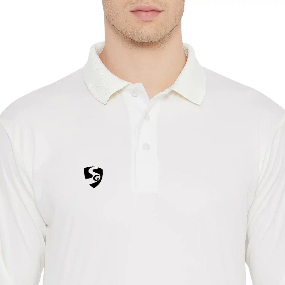 SG Senior Club Full Sleeve Cricket Shirt Whites, S