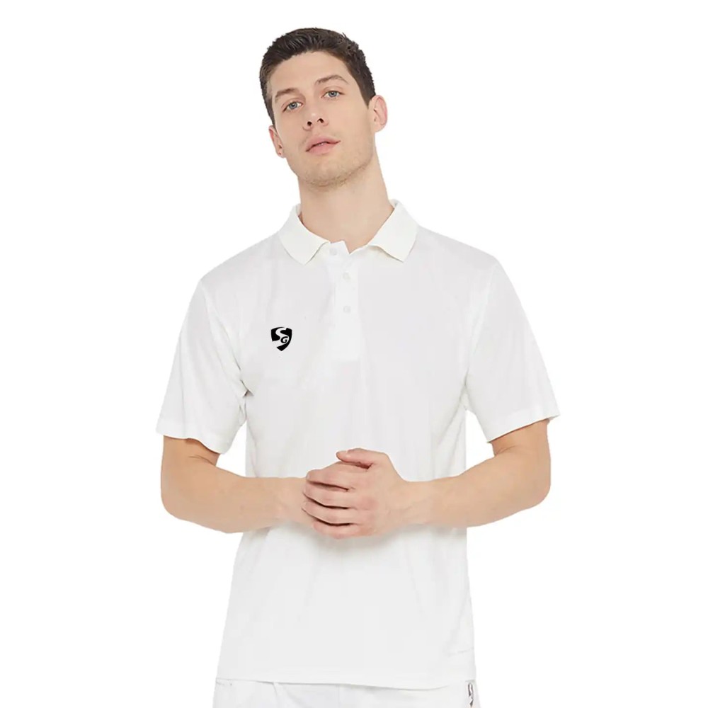 SG Junior Club Half Sleeve Cricket Shirt Whites, XS.Junior