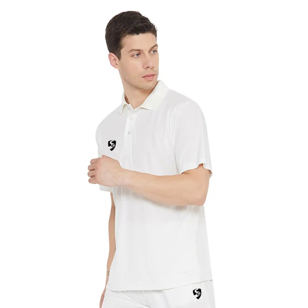 SG Senior Club Half Sleeve Cricket Shirt Whites, S