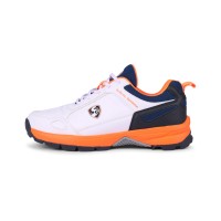 SG CLUB 6.0 Cricket Shoe: Classic White with Navy and Orange Accents for Style and Performance, Uk-4