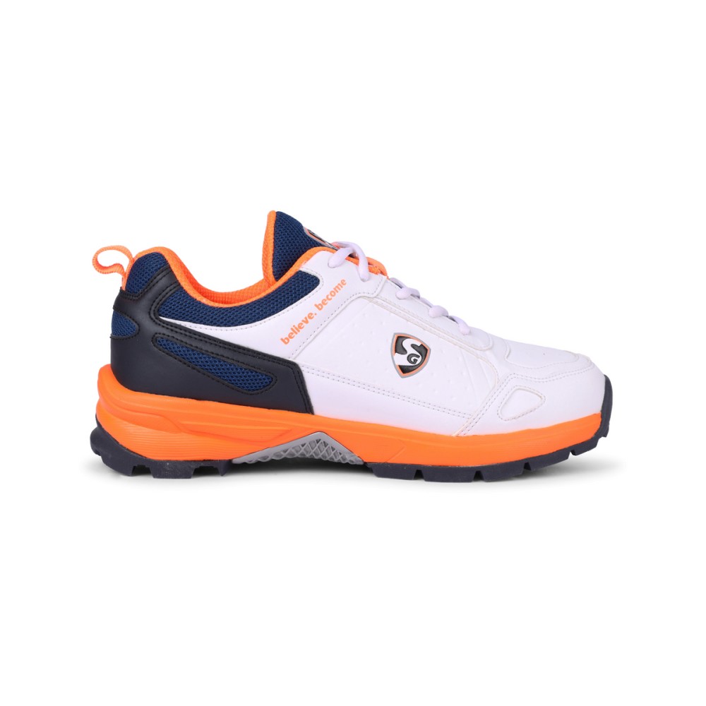 SG CLUB 6.0 Cricket Shoe: Classic White with Navy and Orange Accents for Style and Performance, Uk-4