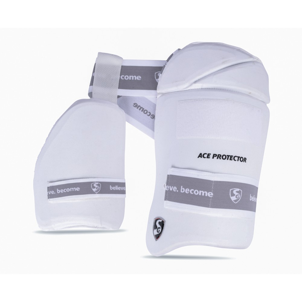 SG Combo Ace Protector cricket batting thigh pad (White), Junior, Left