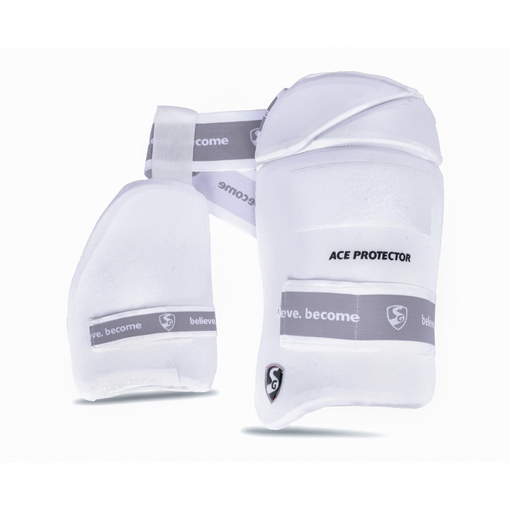 SG Combo Ace Protector cricket batting thigh pad (White), Junior, Left