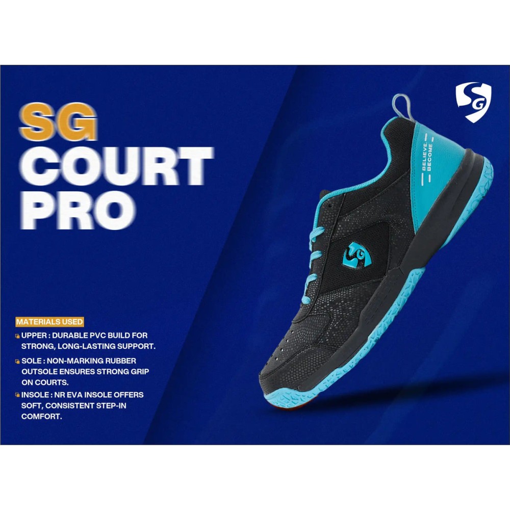 SG COURT PRO Shoes Black/Cyan, Black/Cyan, 4 SG COURT PRO Shoes Black/Cyan, Black/Cyan, 4