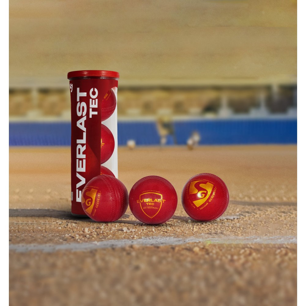 SG Everlast Tec Synthetic Cricket Ball (Red) (Pack of 3), Adult SG Everlast Tec Synthetic Cricket Ball (Red) (Pack of 3), Adult