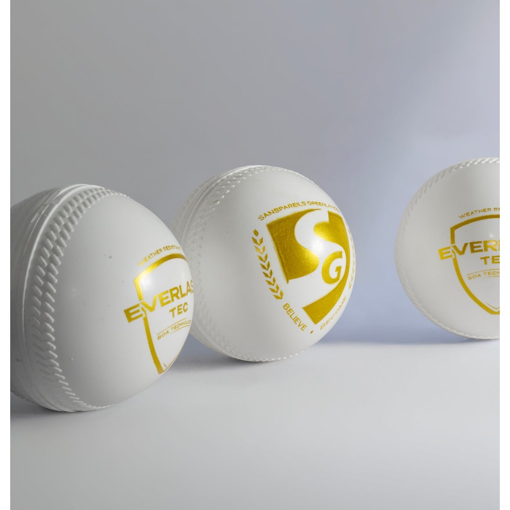 SG Everlast Tec Synthetic Cricket Ball (White) (Pack of 3), Adult SG Everlast Tec Synthetic Cricket Ball (White) (Pack of 3), Adult