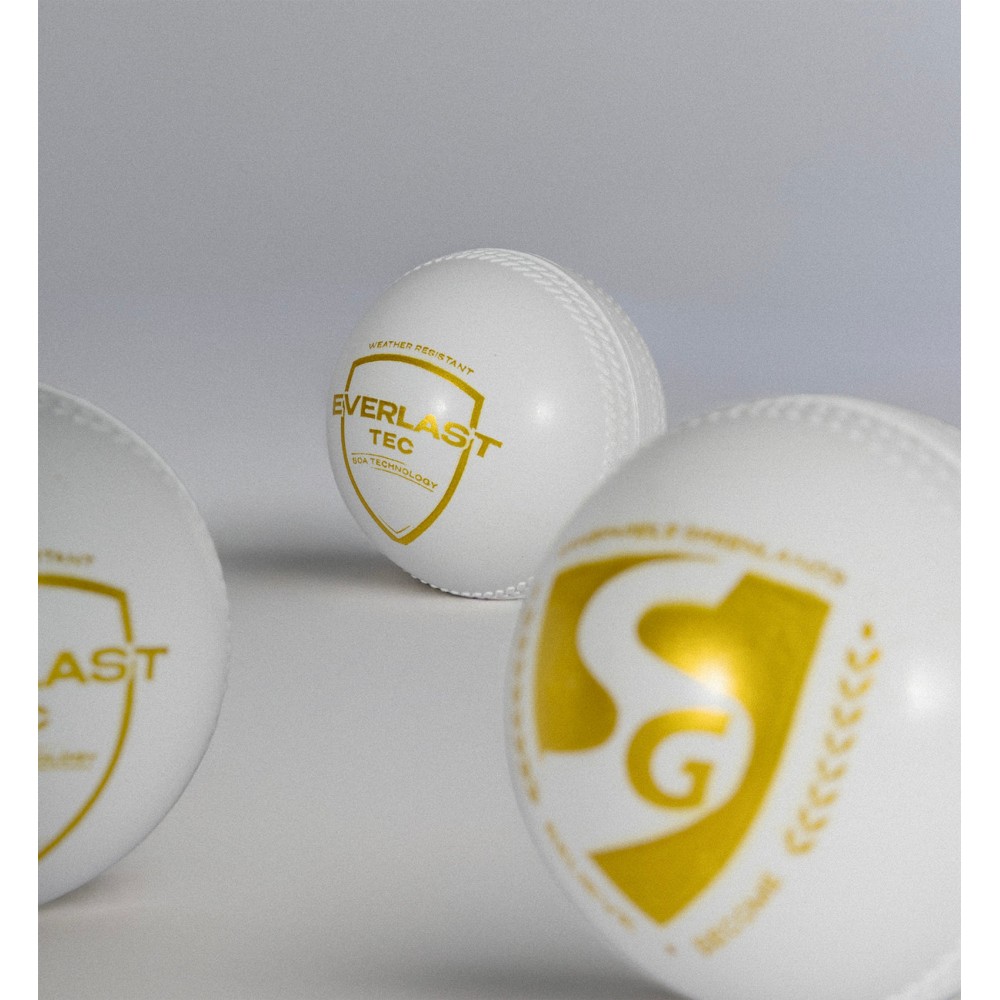 SG Everlast Tec Synthetic Cricket Ball (White) (Pack of 3), Adult SG Everlast Tec Synthetic Cricket Ball (White) (Pack of 3), Adult