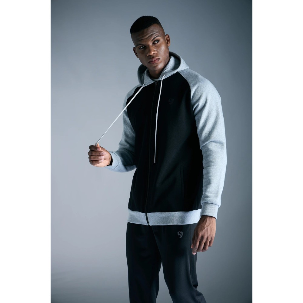 SG Fleece Hoodie For Men And Boys, S, Black/Grey