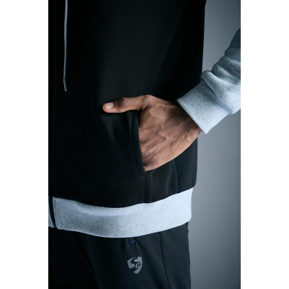 SG Fleece Hoodie For Men And Boys, S, Black/Grey
