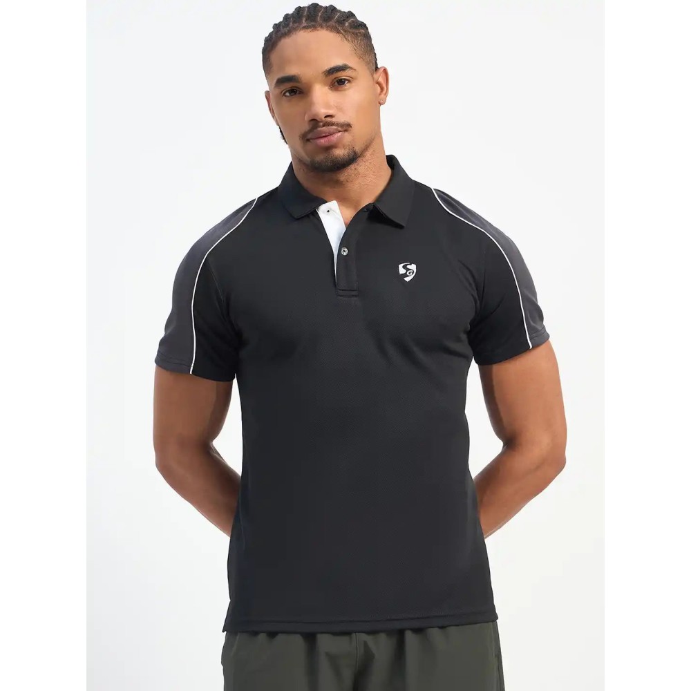 SG H1MP83791 Men Black/Grey Polo T-Shirt, Black/Grey, S