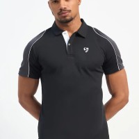 SG H1MP83791 Men Black/Grey Polo T-Shirt, Black/Grey, S