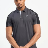 SG H1MP83793 Men Grey/Black Polo T-Shirt, Grey/Black, S