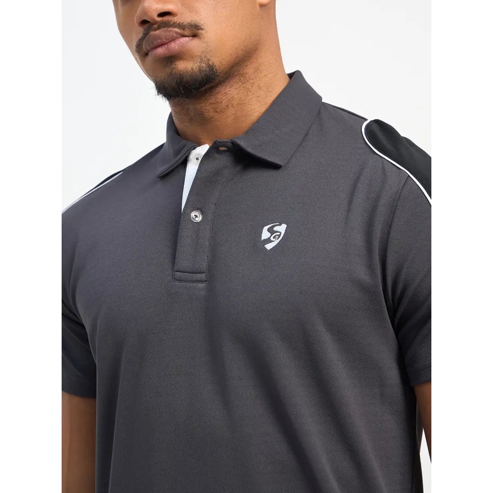 SG H1MP83793 Men Grey/Black Polo T-Shirt, Grey/Black, S SG H1MP83793 Men Grey/Black Polo T-Shirt, Grey/Black, S