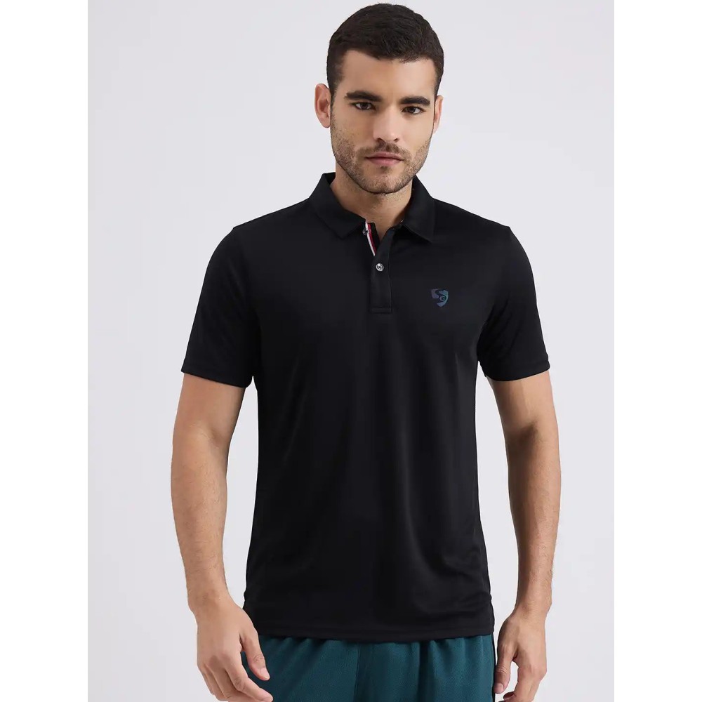 SG H1MP83811 Men Black Polo T-Shirt, Black, S SG H1MP83811 Men Black Polo T-Shirt, Black, S