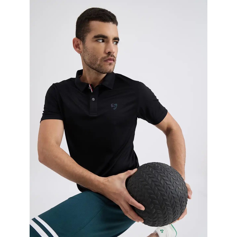 SG H1MP83811 Men Black Polo T-Shirt, Black, S SG H1MP83811 Men Black Polo T-Shirt, Black, S