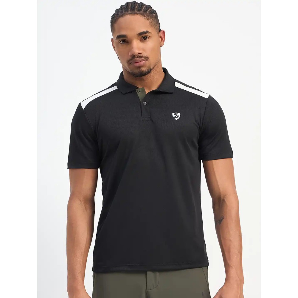 SG H1MP83842 Men Black Polo T-Shirt, Black, S SG H1MP83842 Men Black Polo T-Shirt, Black, S