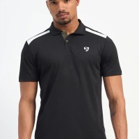 SG H1MP83842 Men Black Polo T-Shirt, Black, S