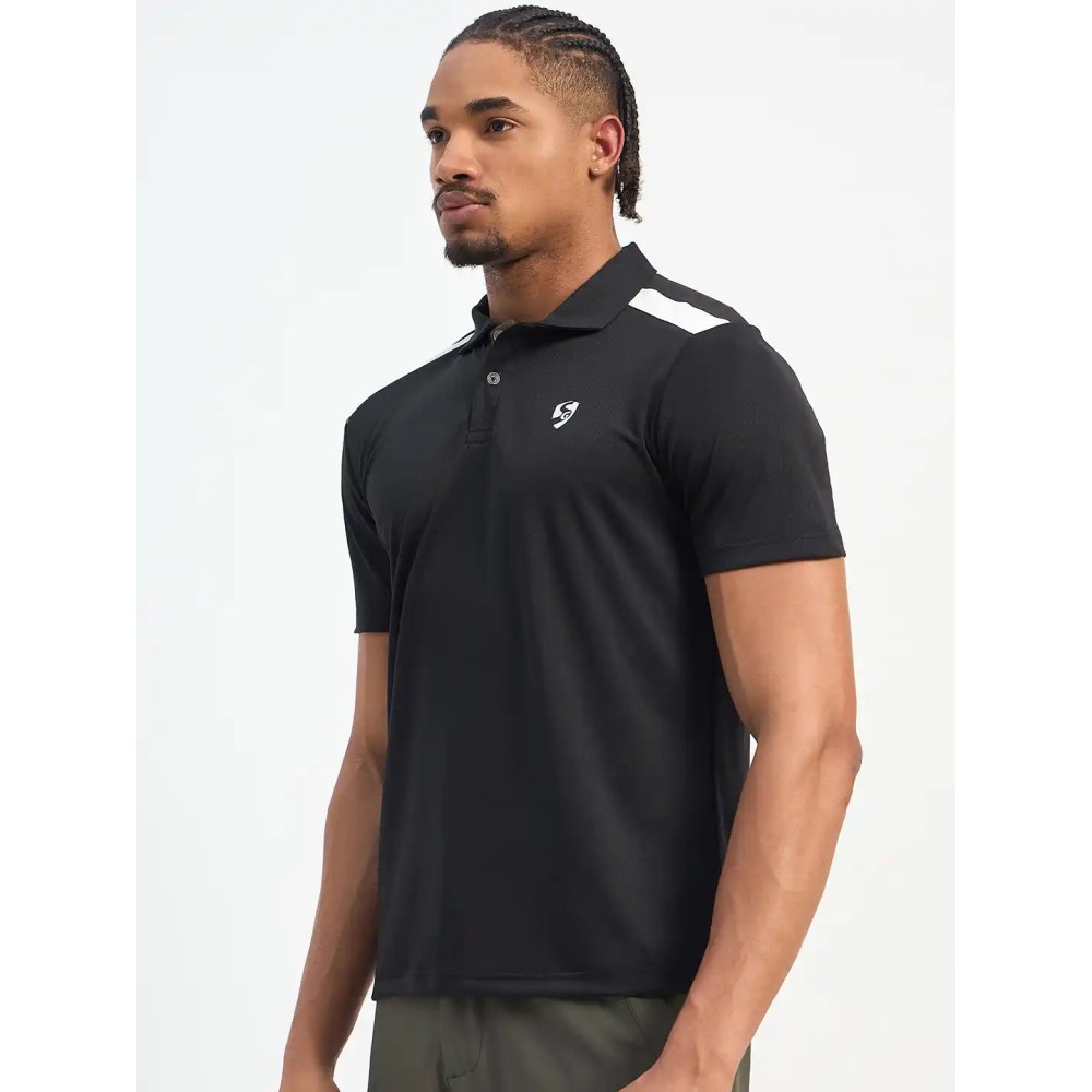 SG H1MP83842 Men Black Polo T-Shirt, Black, S SG H1MP83842 Men Black Polo T-Shirt, Black, S