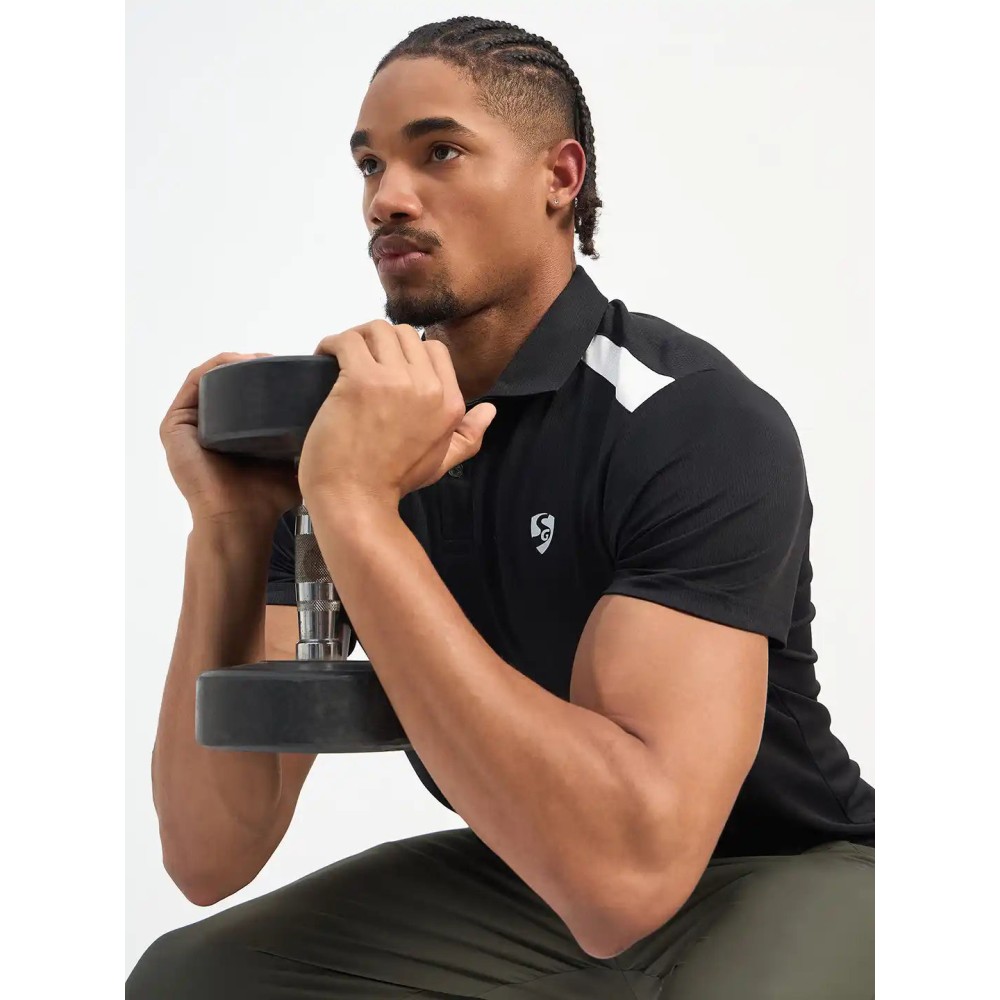 SG H1MP83842 Men Black Polo T-Shirt, Black, S SG H1MP83842 Men Black Polo T-Shirt, Black, S