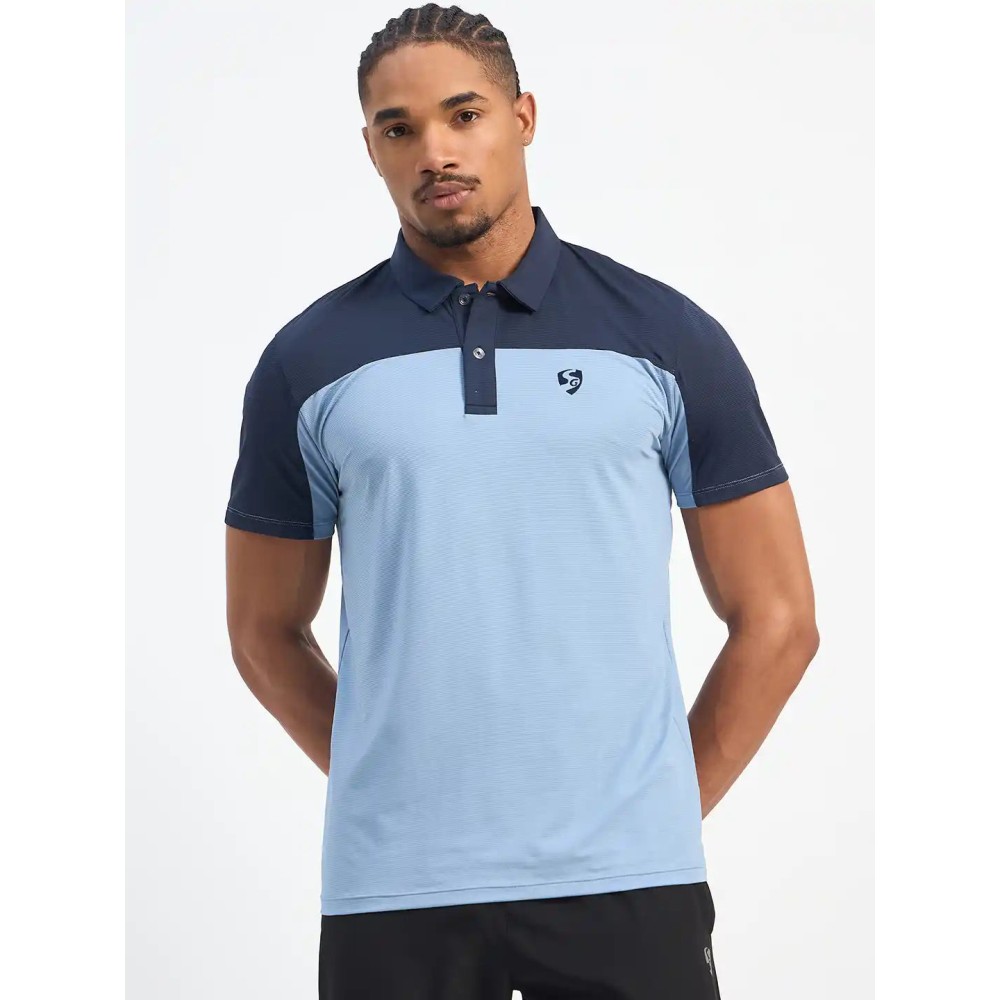 SG H1MP83881 Men Dusk Blue/Navy Polo T-Shirt, Dusk Blue/ Navy, S