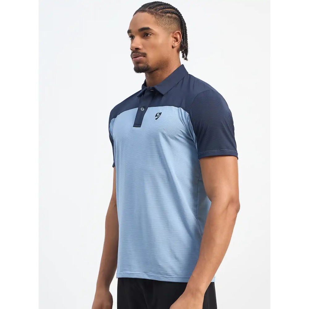 SG H1MP83881 Men Dusk Blue/Navy Polo T-Shirt, Dusk Blue/ Navy, S