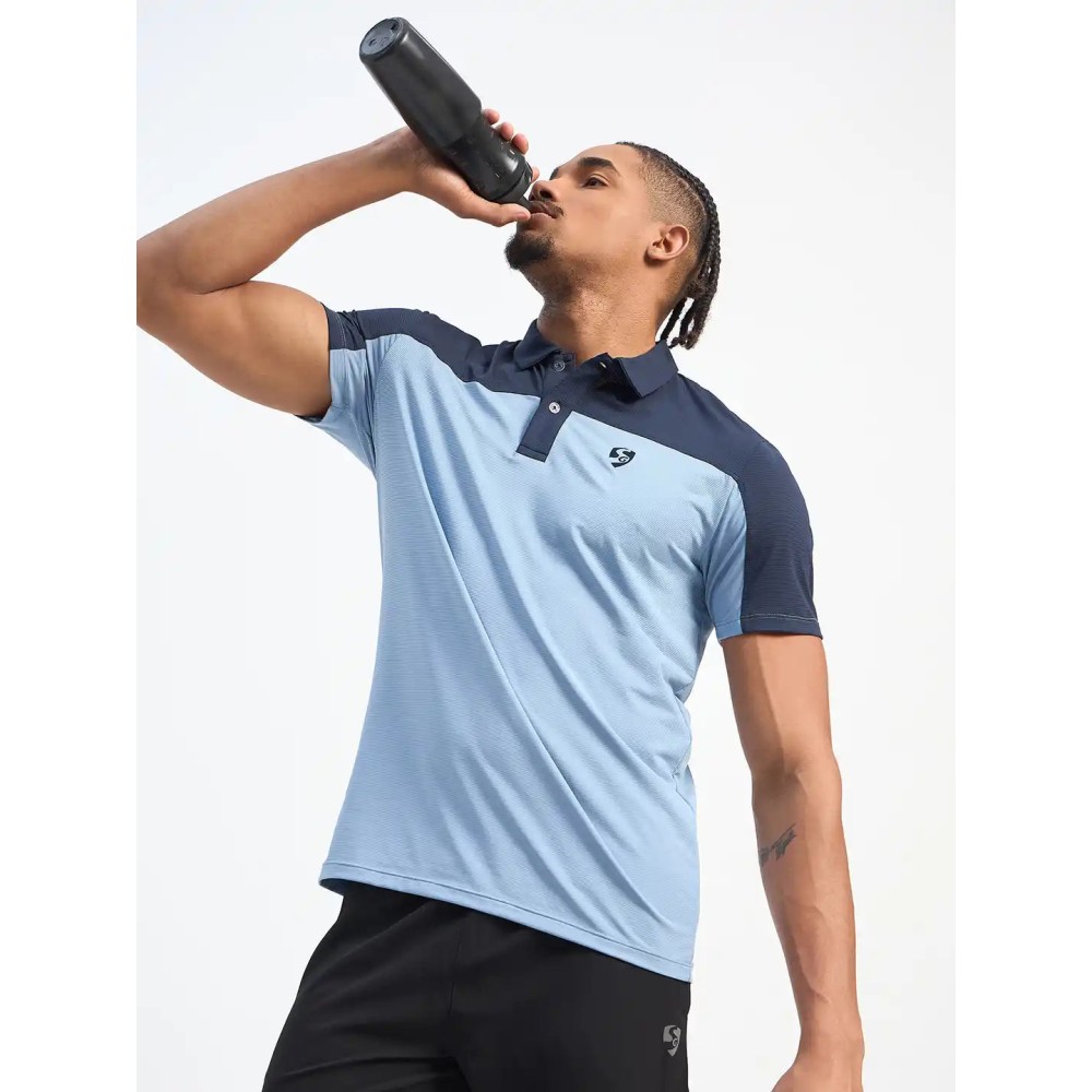 SG H1MP83881 Men Dusk Blue/Navy Polo T-Shirt, Dusk Blue/ Navy, S