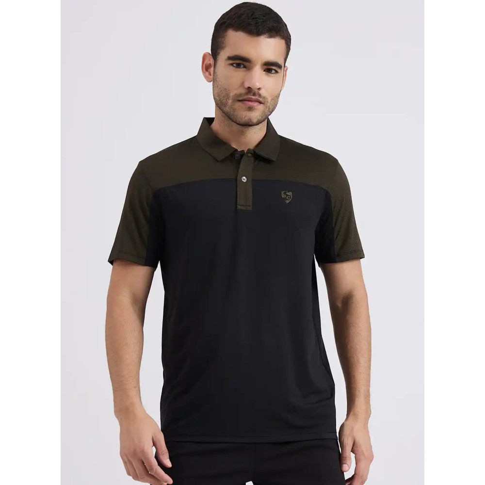 SG H1MP83882 Men Black/Olive Polo T-Shirt, Black/ Olive, S