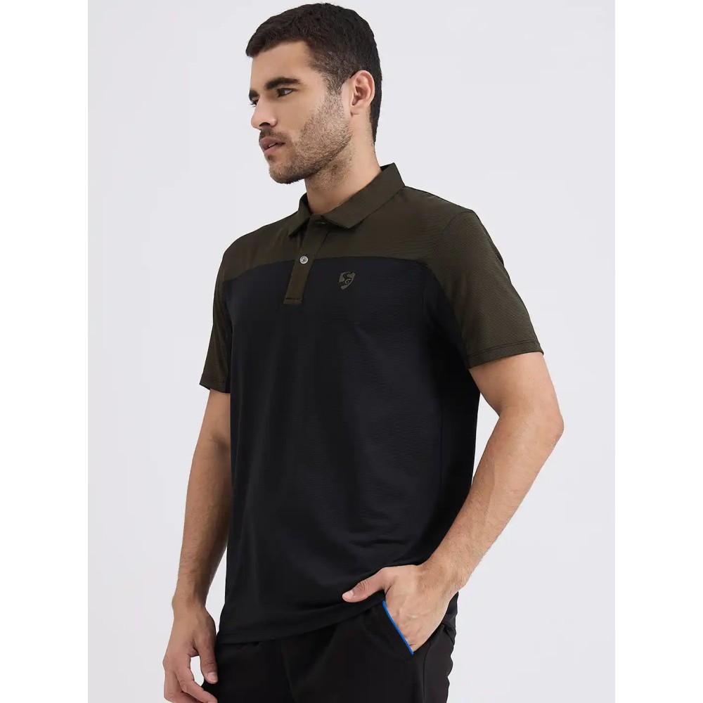 SG H1MP83882 Men Black/Olive Polo T-Shirt, Black/ Olive, S