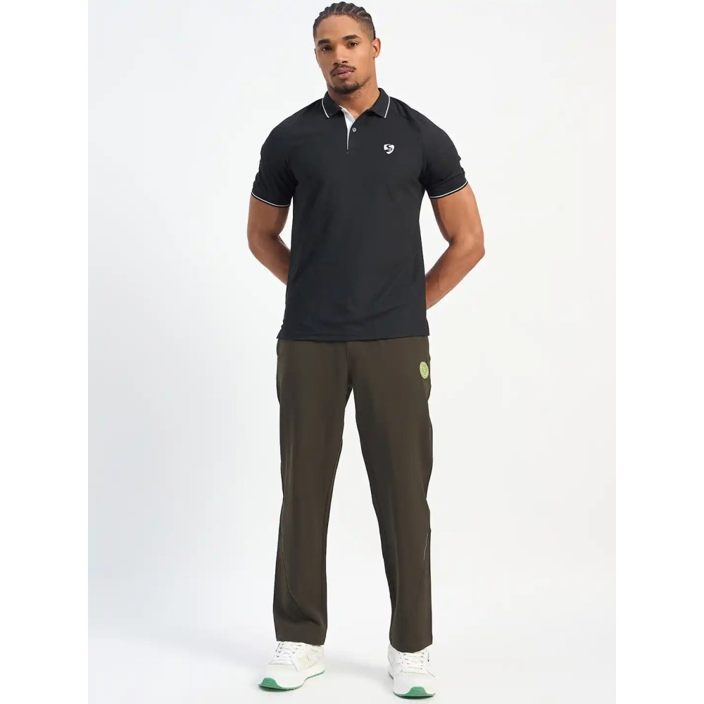 SG H1MP84082 Men Black Polo T-Shirt, Black, S