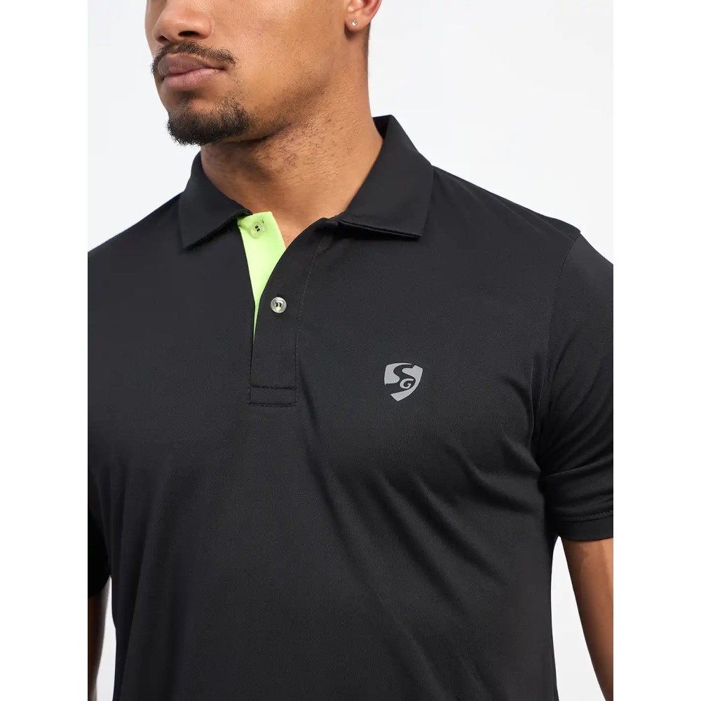 SG H1MP84101 Men Black Polo T-Shirt, Black, S SG H1MP84101 Men Black Polo T-Shirt, Black, S