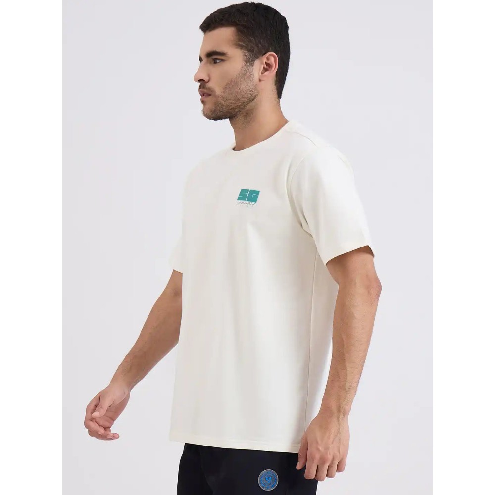 SG H1MT83182 Men Cream T-Shirt, Cream, S SG H1MT83182 Men Cream T-Shirt, Cream, S