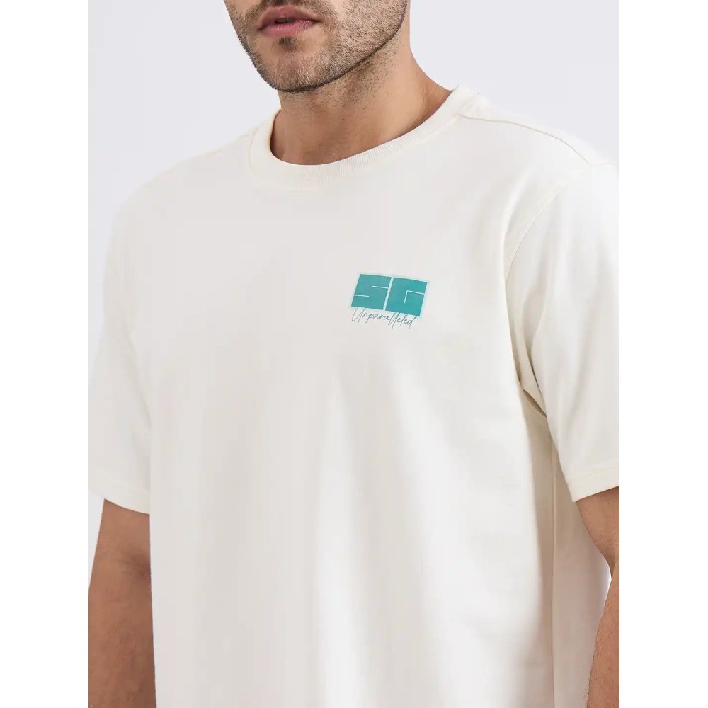 SG H1MT83182 Men Cream T-Shirt, Cream, S SG H1MT83182 Men Cream T-Shirt, Cream, S