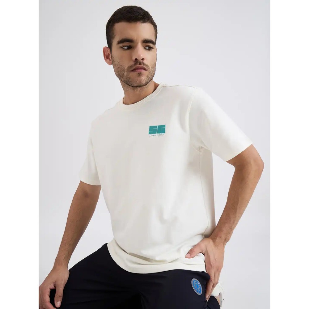 SG H1MT83182 Men Cream T-Shirt, Cream, S SG H1MT83182 Men Cream T-Shirt, Cream, S