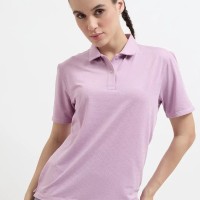 SG H1WP83191 Women Mauve Polo T-Shirt, Mauve, S