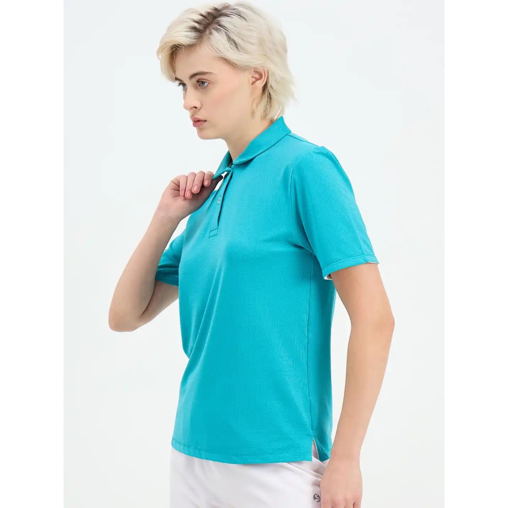 SG H1WP83192 Women Turquoise Polo T-Shirt, Turquoise, S