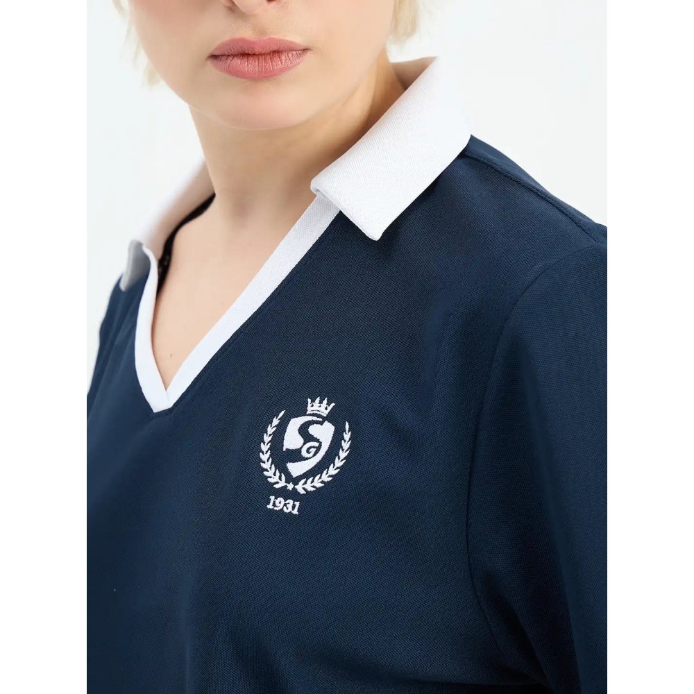 SG H1WP83202 Women Navy Polo T-Shirt, Navy, S