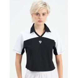 SG H1WP83231 Women Black/White Polo T-Shirt