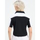 SG H1WP83231 Women Black/White Polo T-Shirt, Black/white, S
