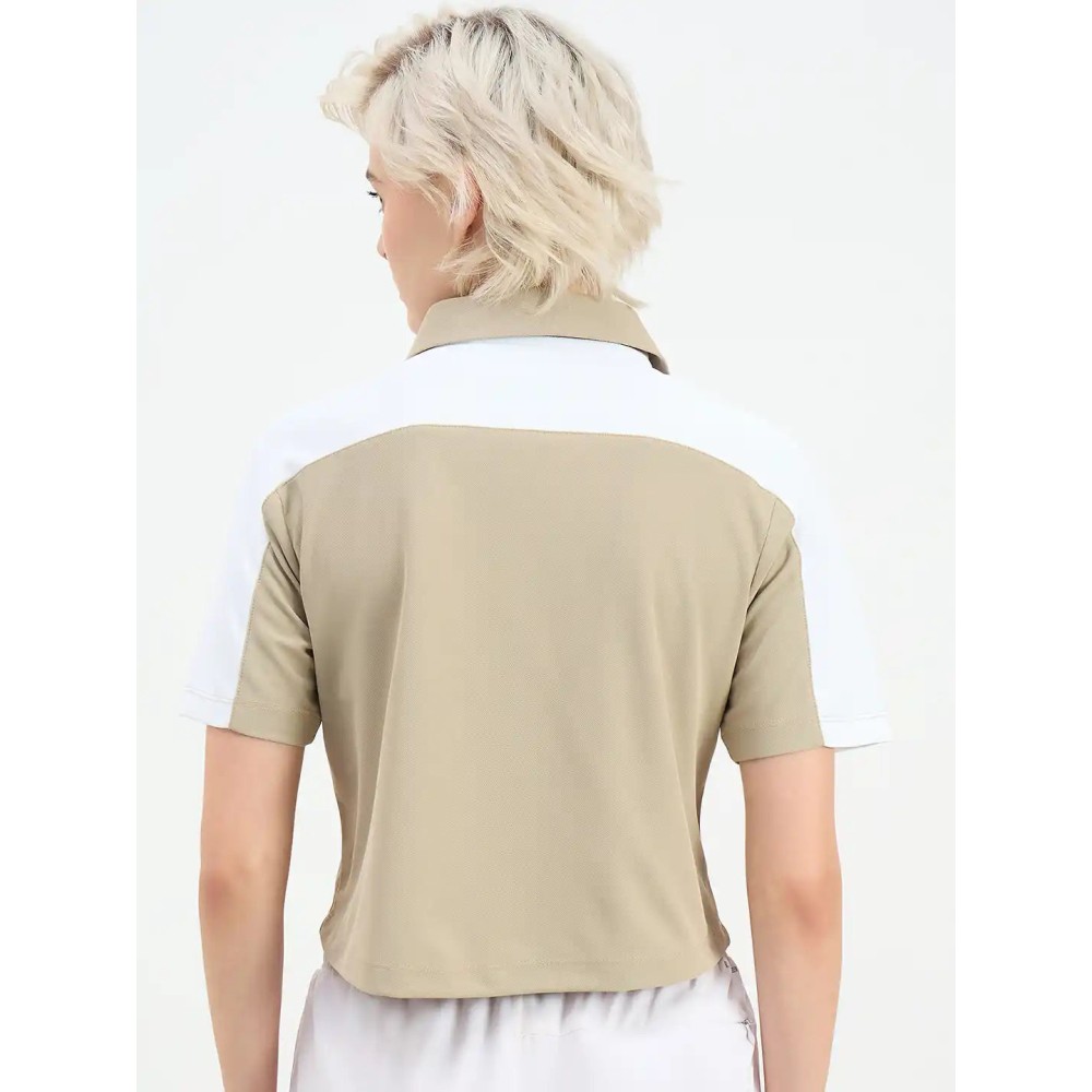 SG H1WP83233 Women Cornstalk/White Polo T-Shirt, Cornstalk/ White, S