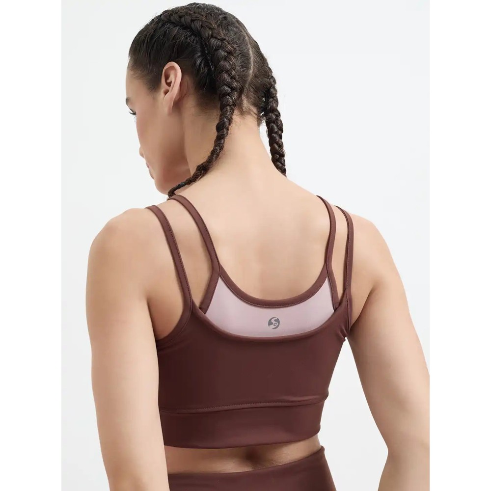SG H1WSB83321 Women Brown Sports Bra, Brown, S SG H1WSB83321 Women Brown Sports Bra, Brown, S