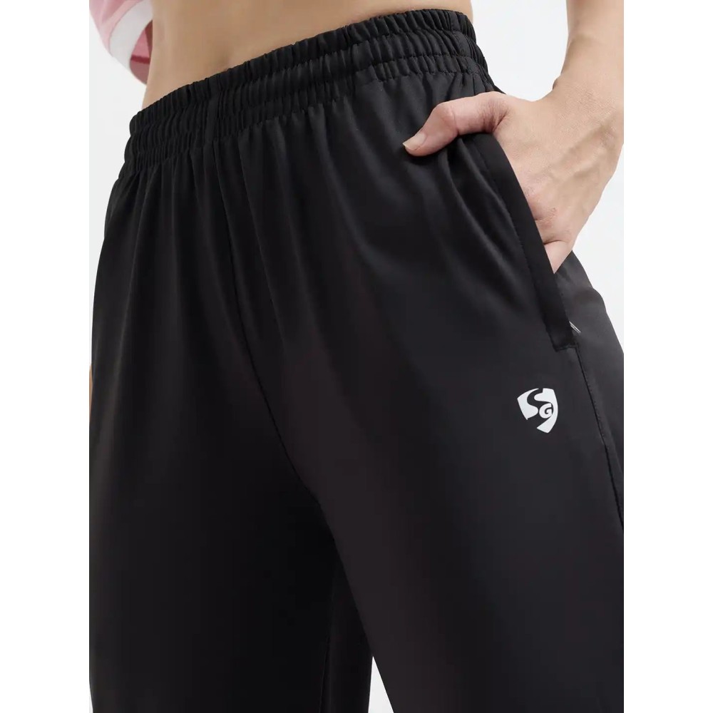 SG H1WTP83461 Women Black Track Pant, Black, S