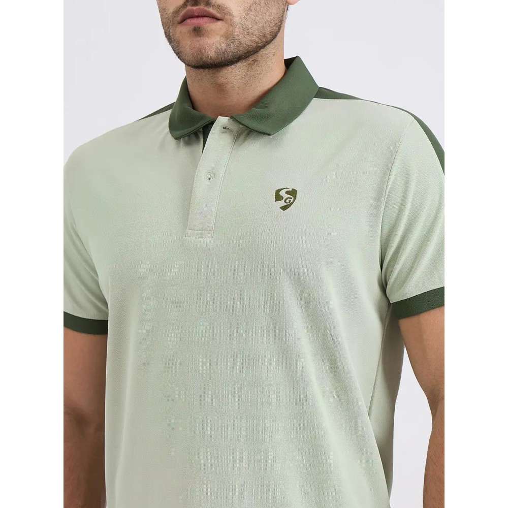 SG H2MP83821 Men Pista/Olive Polo T-Shirt, Pista/ Olive, S