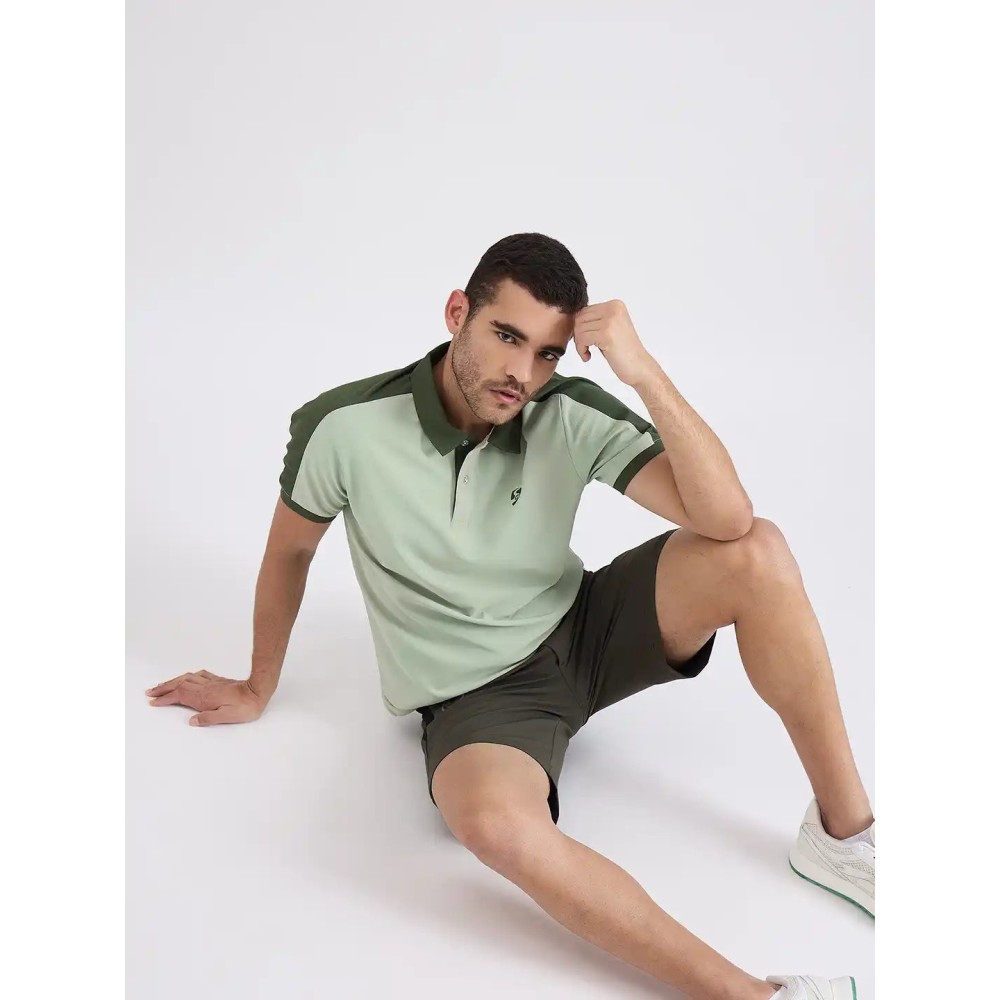 SG H2MP83821 Men Pista/Olive Polo T-Shirt, Pista/ Olive, S