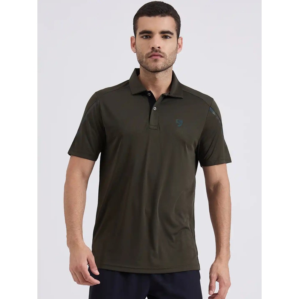 SG H2MP83871 Men Olive Polo T-Shirt, Olive, S SG H2MP83871 Men Olive Polo T-Shirt, Olive, S