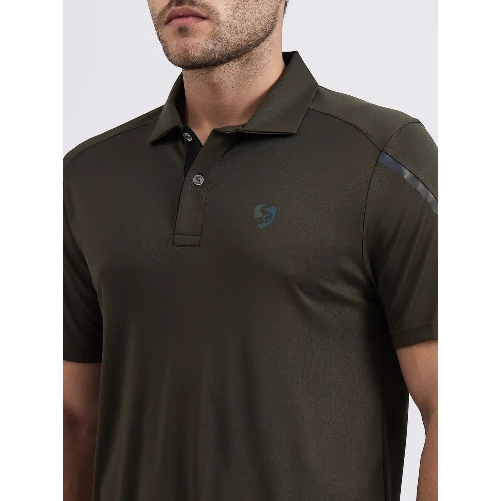 SG H2MP83871 Men Olive Polo T-Shirt, Olive, S SG H2MP83871 Men Olive Polo T-Shirt, Olive, S