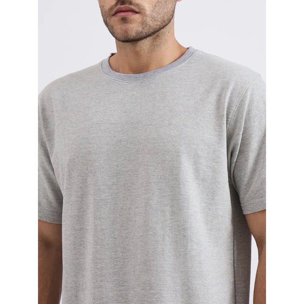 SG H2MT84192 Men Grey Melange T-Shirt, Grey Melange, S