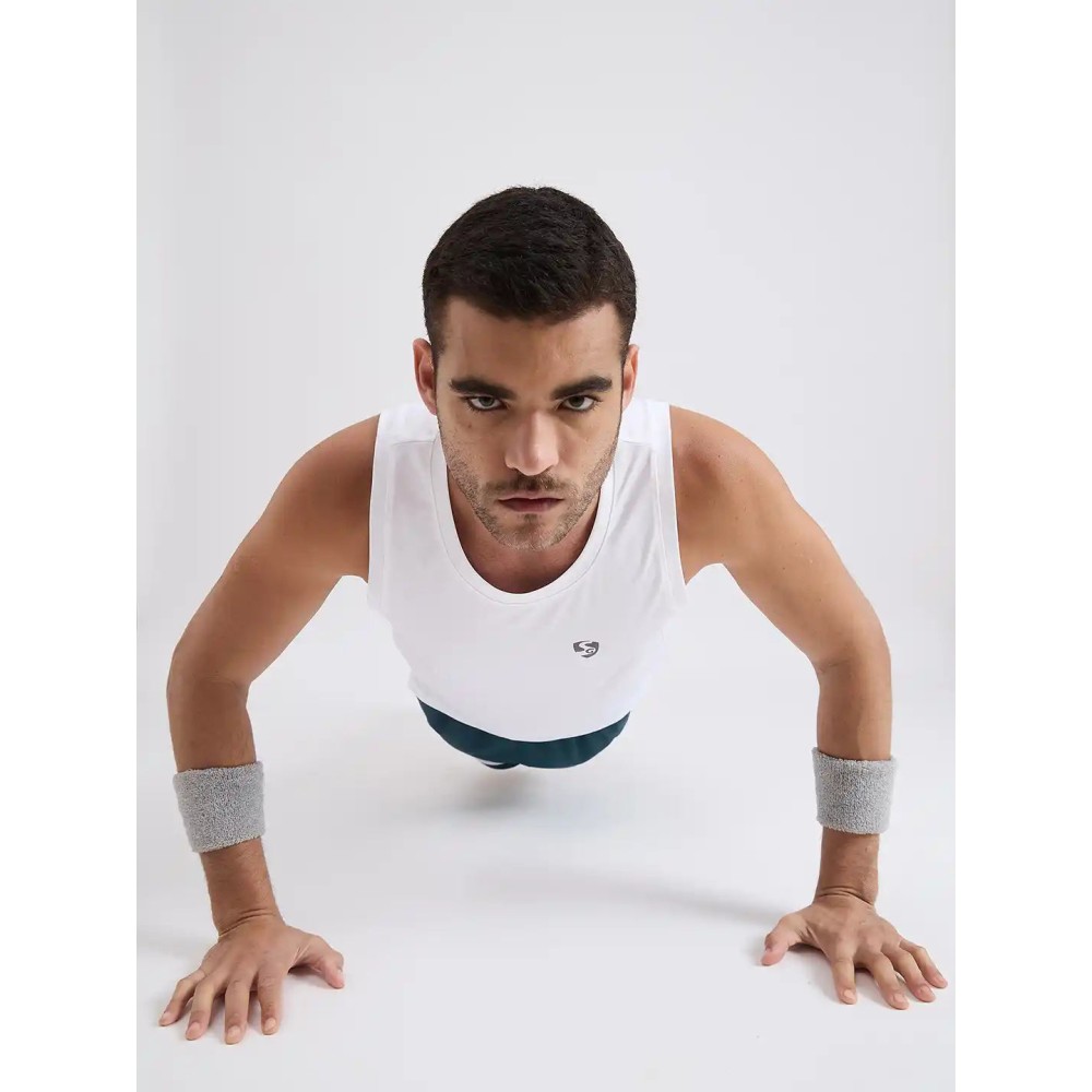 SG H2MV83641 Men White T-Vest, White, S