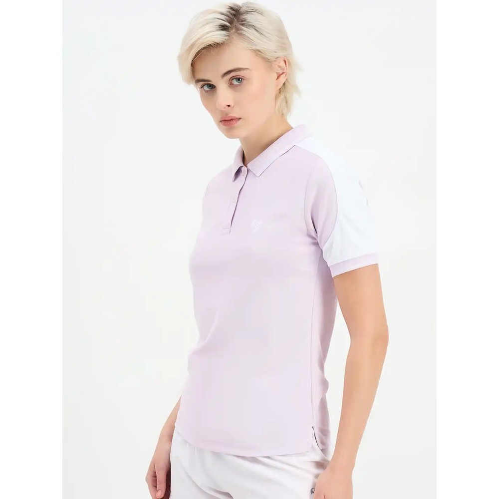 SG H2WP83241 Women Lilac/White Polo T-Shirt, Lilac/ White, S SG H2WP83241 Women Lilac/White Polo T-Shirt, Lilac/ White, S